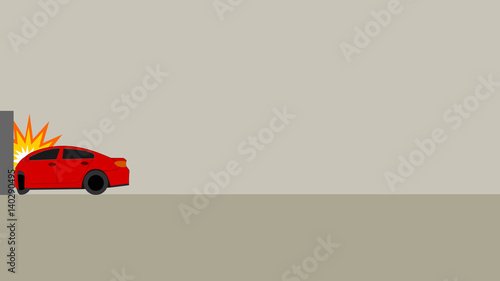 car accident on a wall