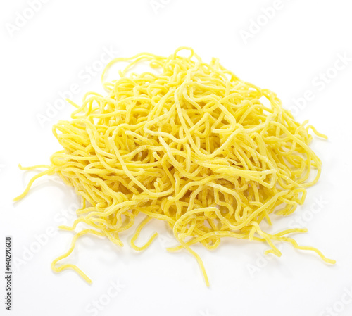 Close - up Egg noodle on white background