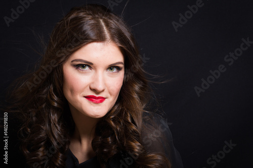 Portrait of a woman with red lipstick