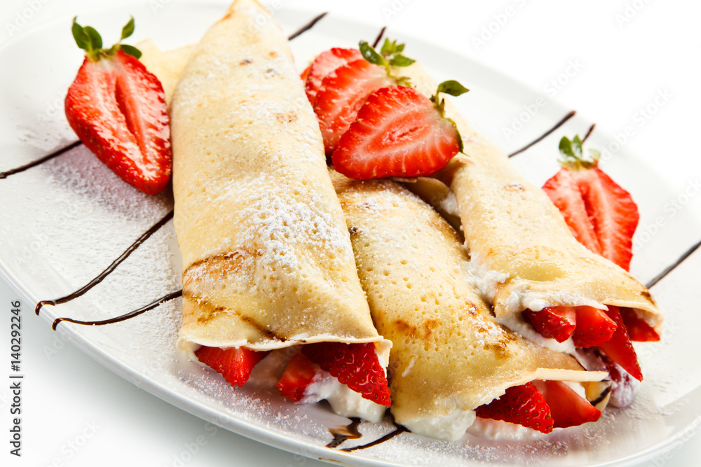 Pancakes with strawberries Pancakes with strawberries