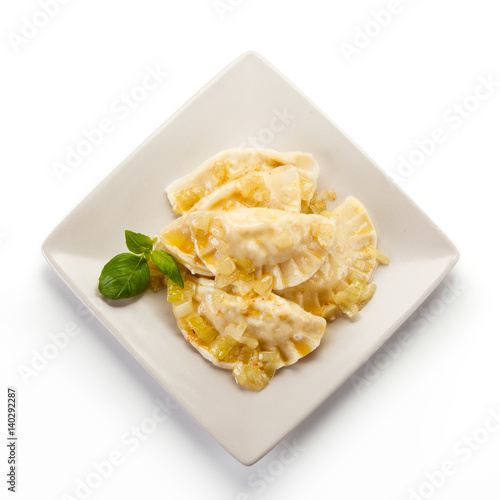 Dumplings on white background