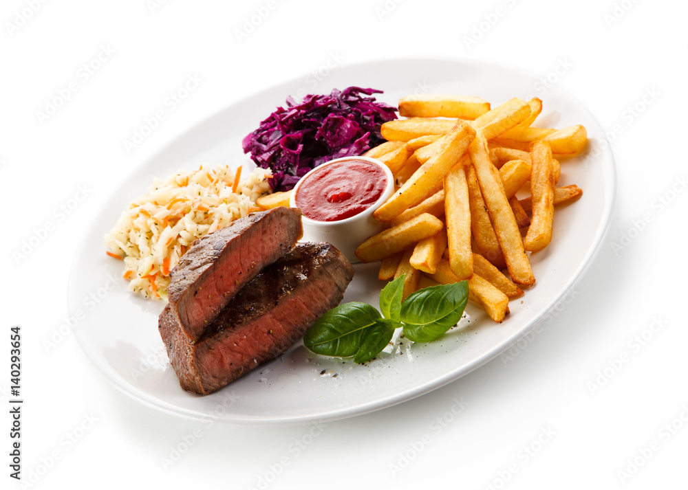 Grilled steak with french fries