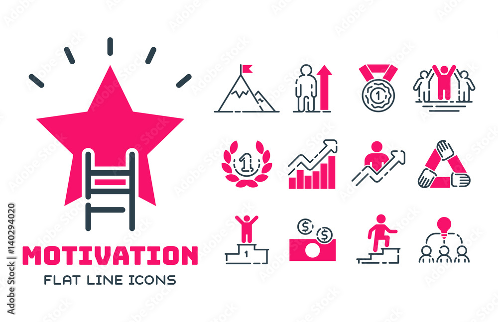Motivation concept chart pink icon business strategy development design and management leadership teamwork growth creativity office training vector. Motivation concept chart pink icon business strategy development design and management leadership teamwork growth creativity office training vector.