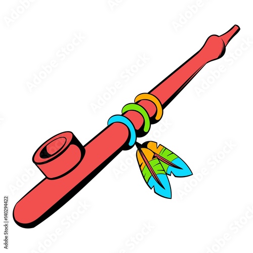 Indian peace pipe icon, icon cartoon