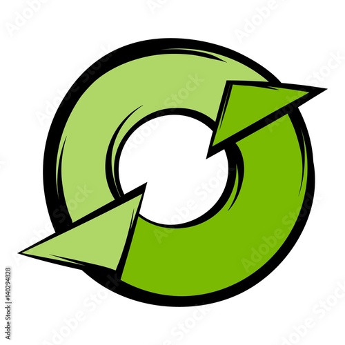 Round recycle icon cartoon
