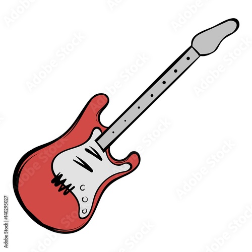 Red electric guitar icon cartoon
