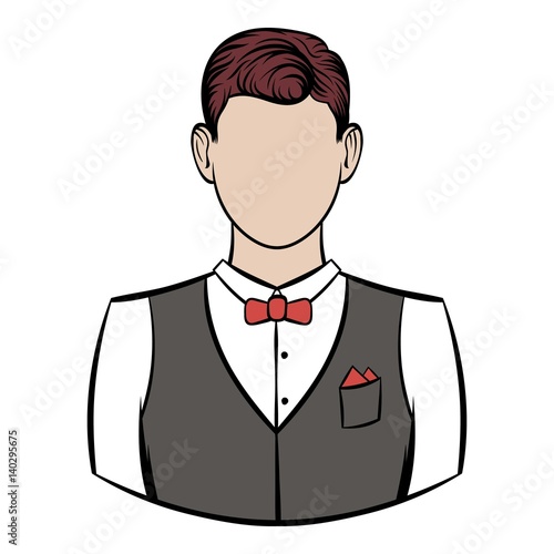 A man in white shirt black waistcoat