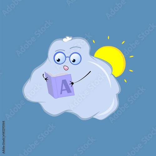 Cute cloud character vector sticker. Hand-drawn illustration for weather forecast