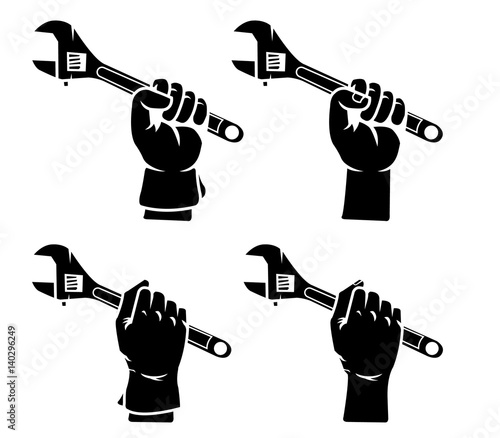 hand grab adjustable wrench silhouette