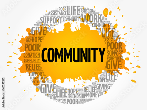 Community word cloud collage, concept background