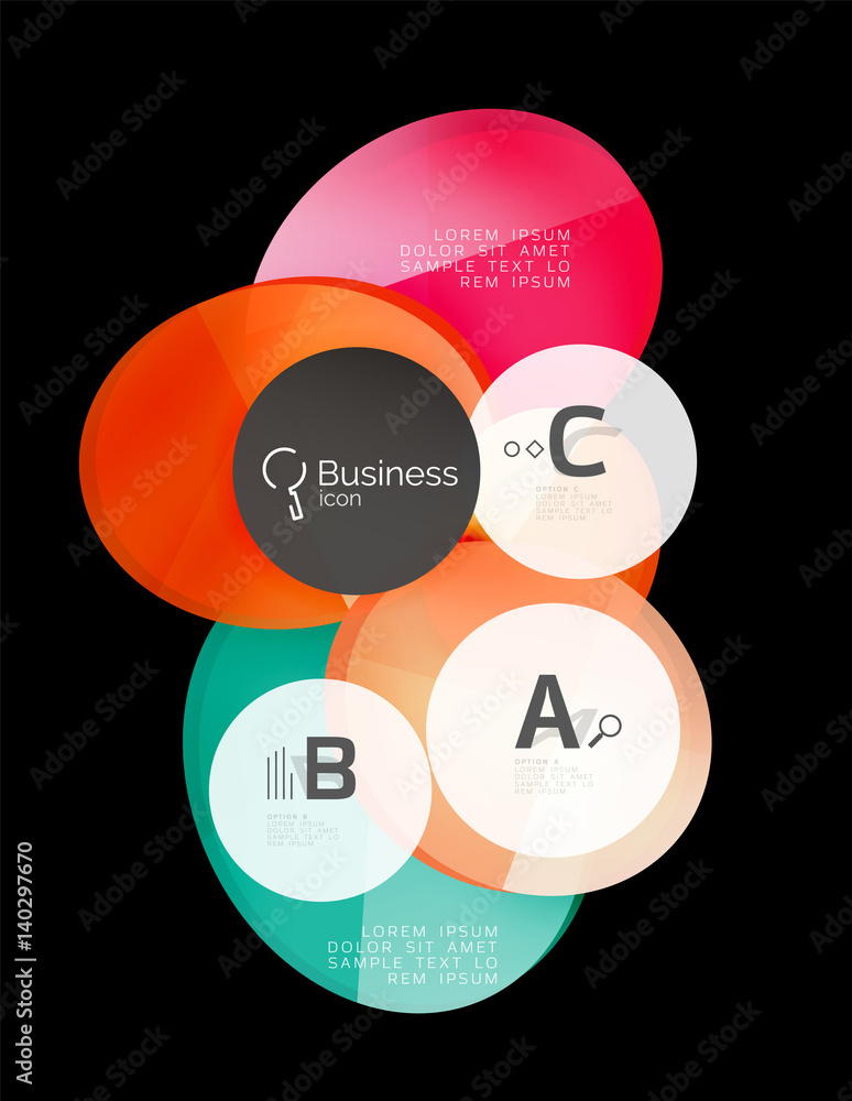Glass color circles - infographic elements on black Glass color circles - infographic elements on black