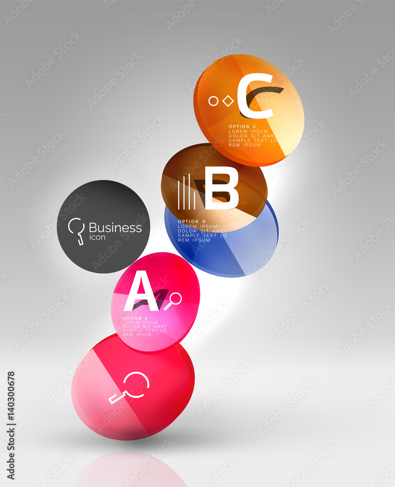 Shiny circles with text in 3d space Shiny circles with text in 3d space