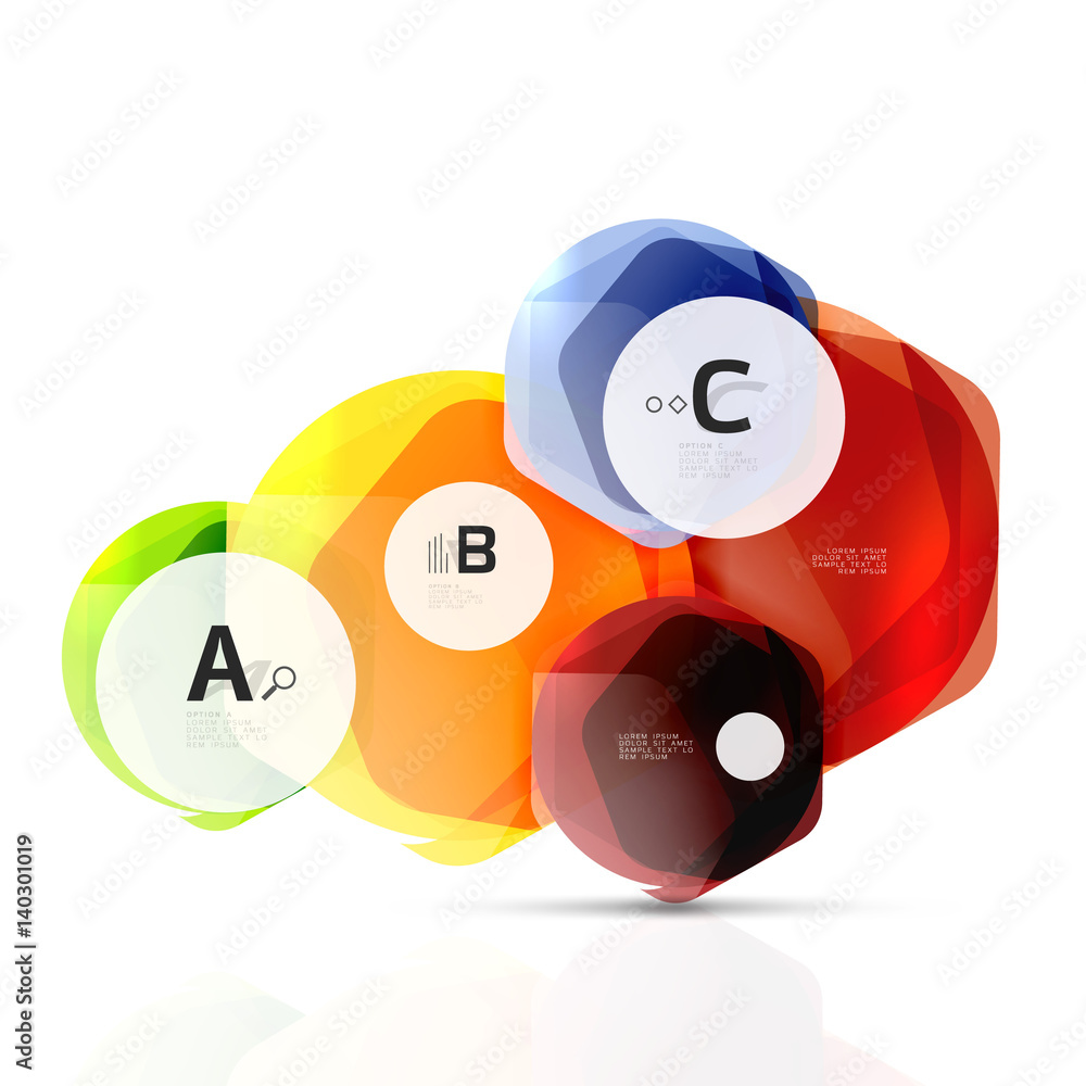 Glass color hexagons. Glossy plastic hexagon design with text Glass color hexagons. Glossy plastic hexagon design with text
