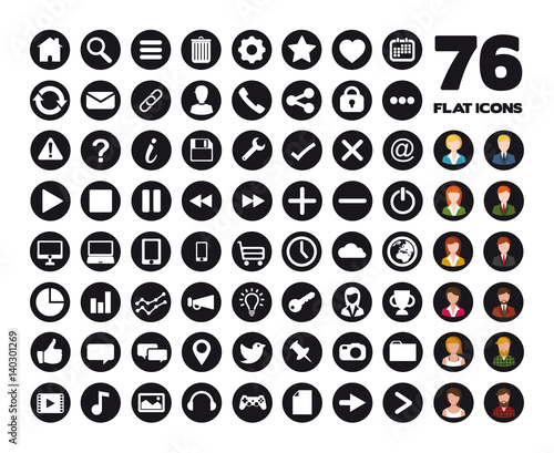 76 web flat icons
