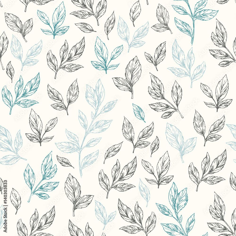Hand drawn leaf seamless pattern. Hand drawn leaf seamless pattern.