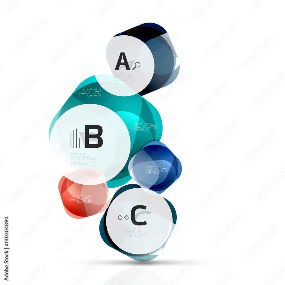 Glass glossy abstract stones with text. Abstract template