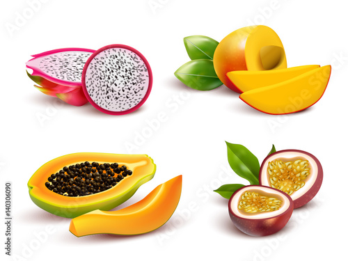 Tropical Fruits Realistic Set