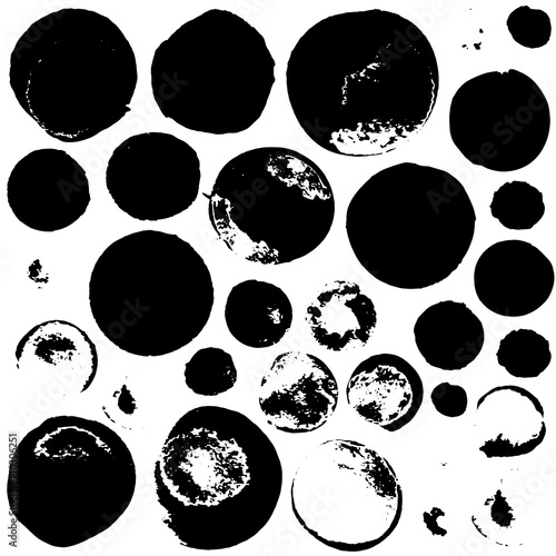 Set of hand drawn grunge circle stains for background