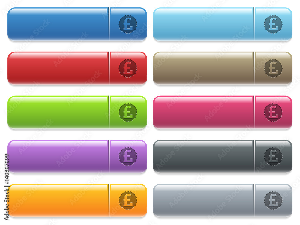 Pound sticker icons on color glossy, rectangular menu button Pound sticker icons on color glossy, rectangular menu button