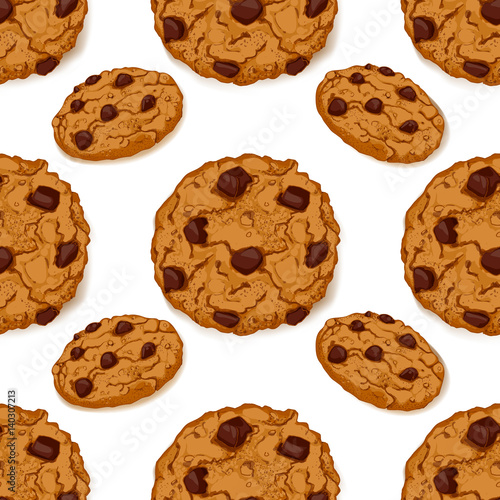 Seamless pattern with chocolate cookies
