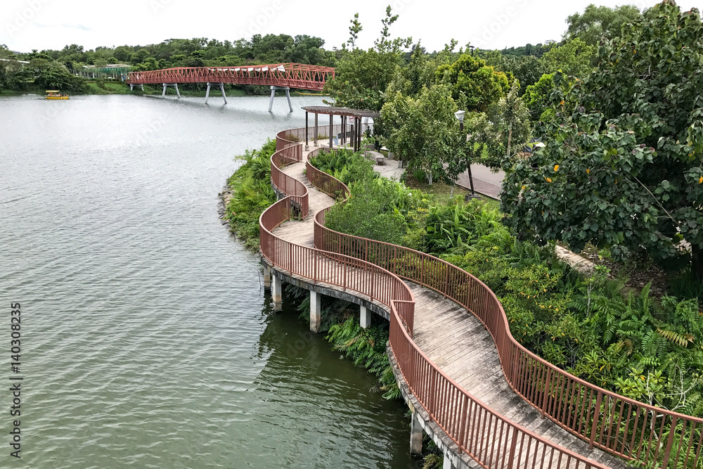 Fototapeta premium Lorong Halus Bridge at Punggol Waterways, Singapore