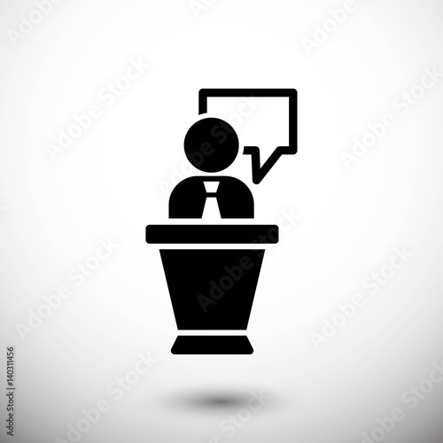 lectern with microphone icon stock vector illustration flat design
