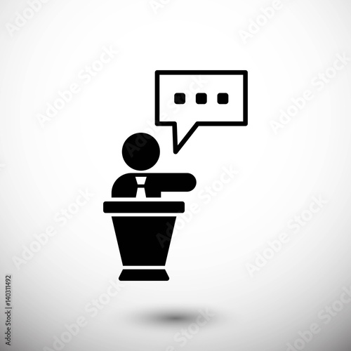 lectern with microphone icon stock vector illustration flat design