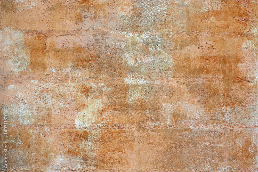 old stain orange zinc wall for textured background