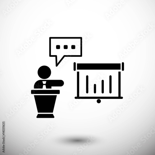 lectern with microphone icon stock vector illustration flat design