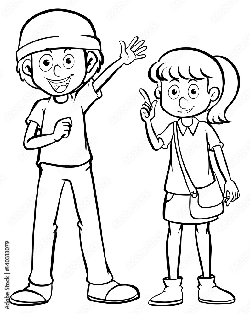 Character outline for man and woman Character outline for man and woman