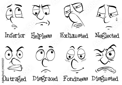 Eight different emotions of human being