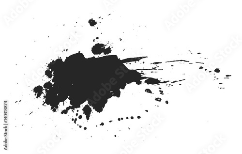 Isolated ink spot on white background. Black paint splash illustration.