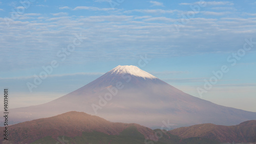 Top of Mt. Fuji and cloud in autumn morning