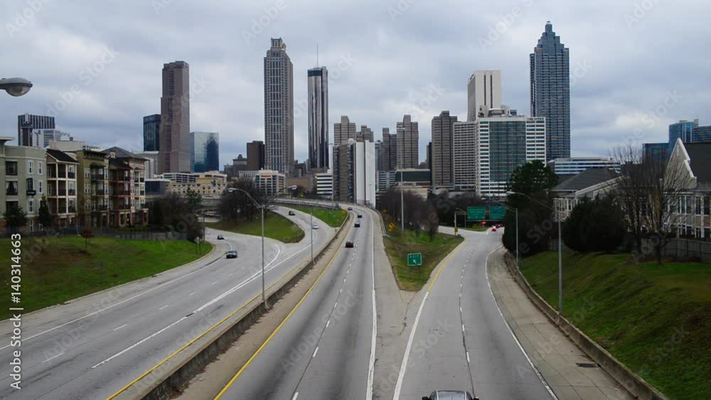 atlanta georgia skyline and morning commute atlanta georgia skyline and morning commute