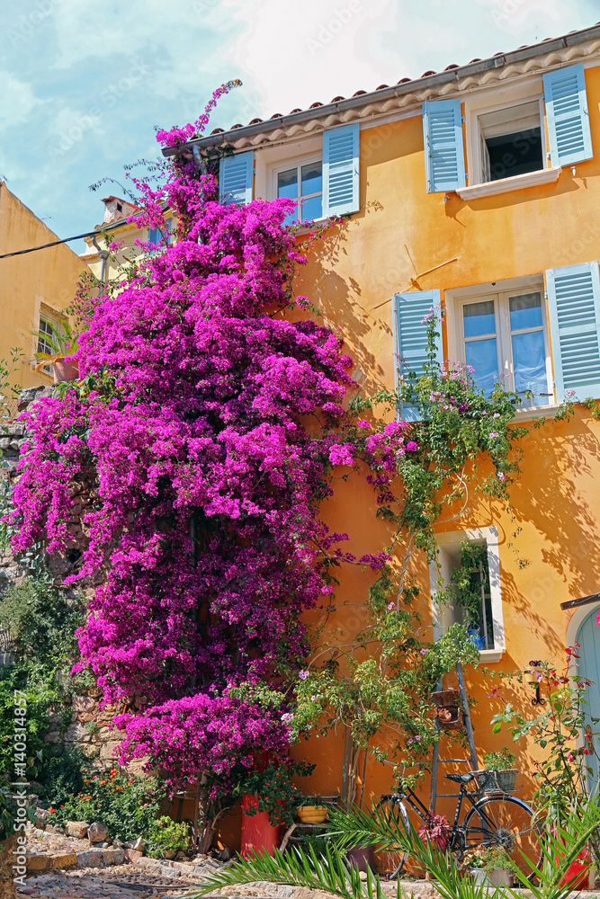Hyères - France - picturesque old town street decoration with flowers