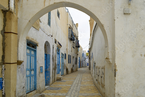Medina in the Arab city of Kairouan during the siesta. Tunisia.