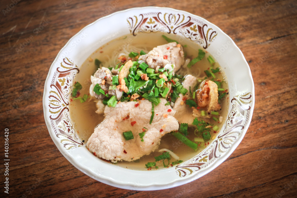 Spicy pork noodles soup local cuisine Spicy pork noodles soup local cuisine