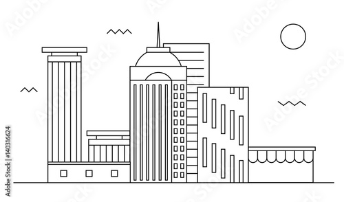 modern street scenery in flat design style