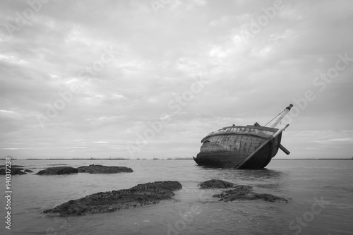 Old and broken fishing boat