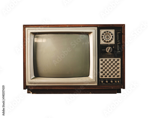 Old vintage TV on white background