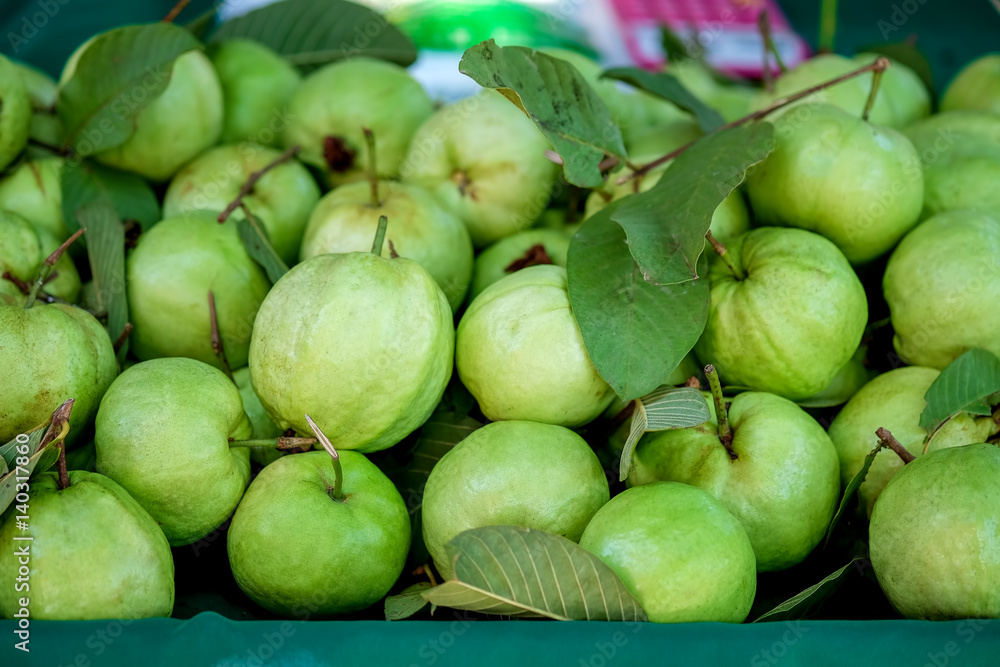Guava in market organic vegetables. Guava in market organic vegetables.