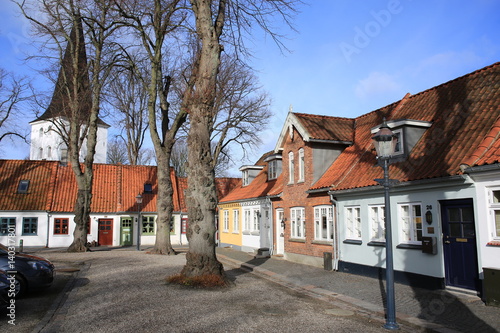 Historic downtown in Bogense, Fyn Island, Denmark, built 18th to 19th century