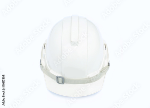 White safety helmet construction on white background