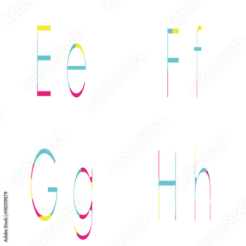 Letters E, F, G, H colored