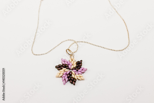 lavender, copper & ivory pendant