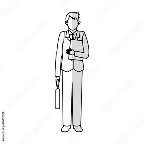 faceless businessman holding briefcase icon image vector illustration design
