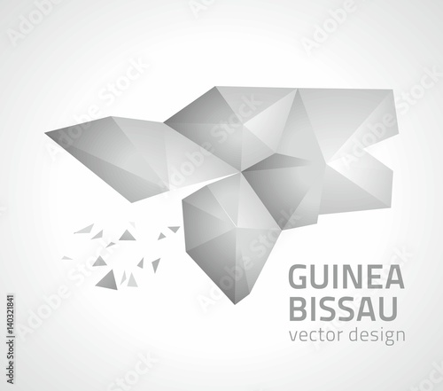 Guinea Bissau vector perspective polygonal triangle silver map