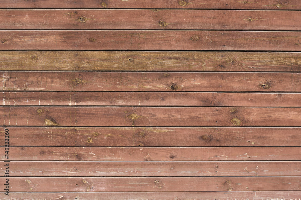 Fototapeta premium Red painted rustic old wooden plank wall textured background