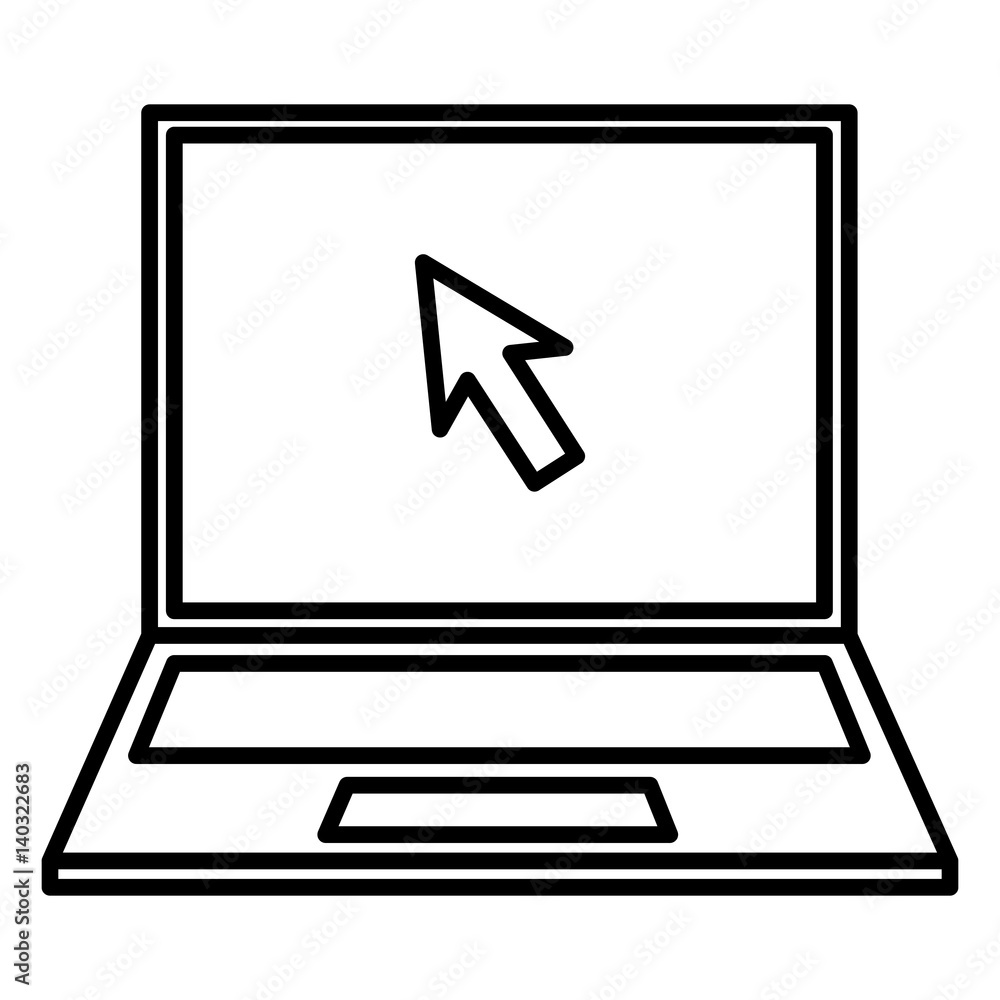 arrow icon laptop black contour of vector illustration arrow icon laptop black contour of vector illustration