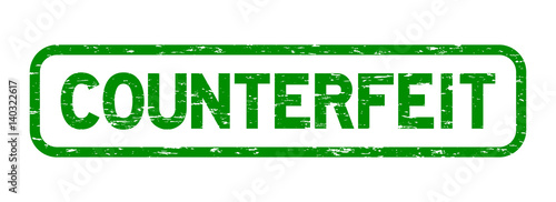 Grunge green square counterfeit rubber seal stamp